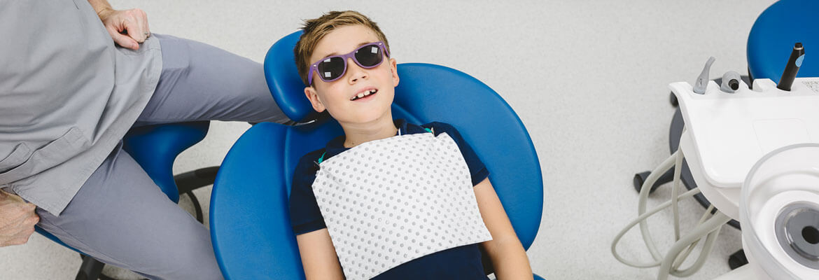 A child in the dental chair at Method Dental, children's dentistry