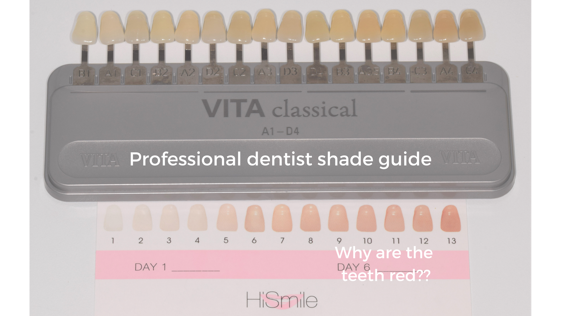 Red teeth in HiSmile's shade guide