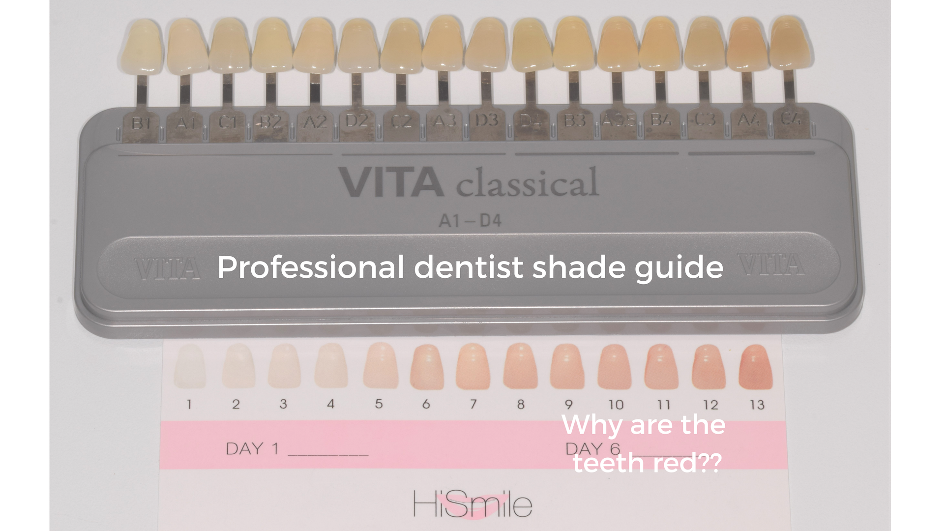 Red teeth in HiSmile's shade guide