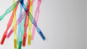 Colourful manual toothbrushes