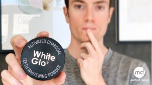 Dr. Grant at Method Dental Grange holding WhiteGlo Charcoal tooth powder