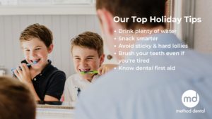 Dr. Grant brushing his teeth with his nephews during the holiday season