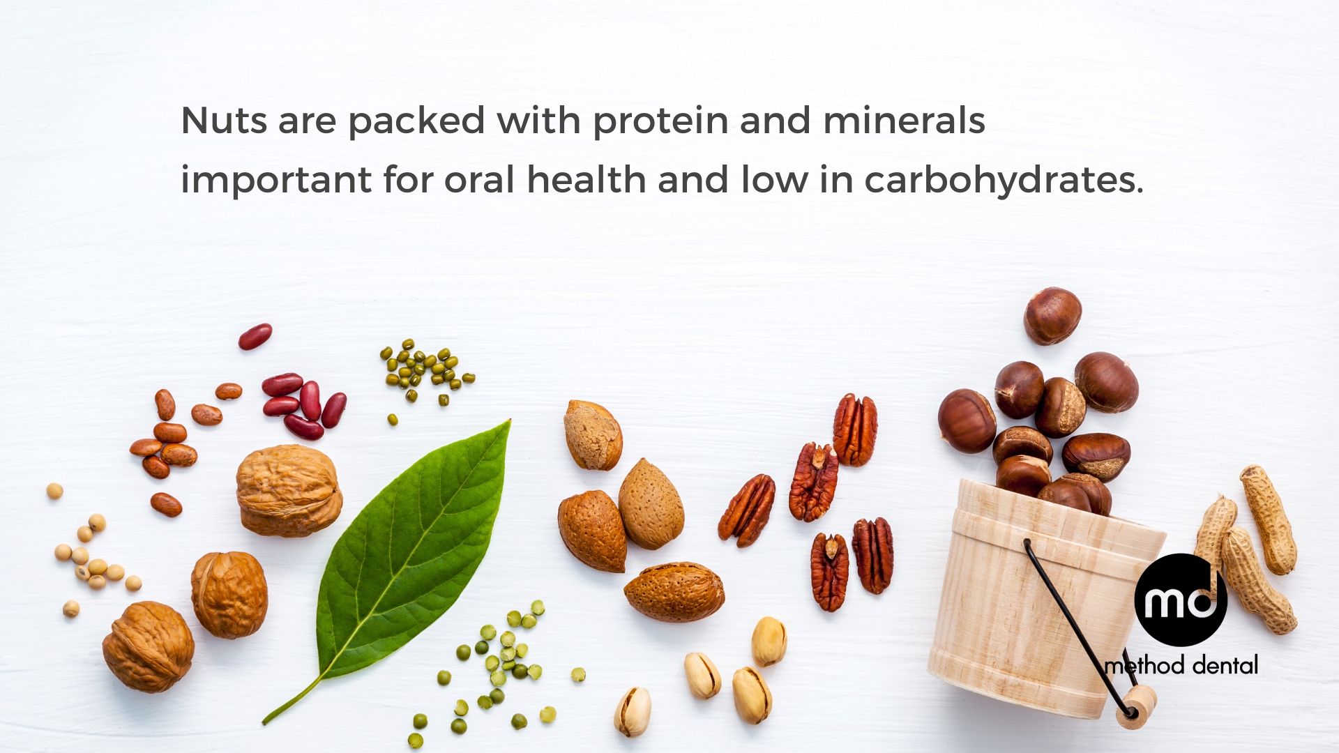 Nuts laid flat that are healthy for teeth as snacks
