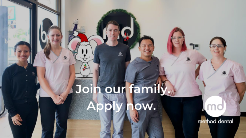 All members of Method Dental pictured with text that says "Join our family. Apply now."